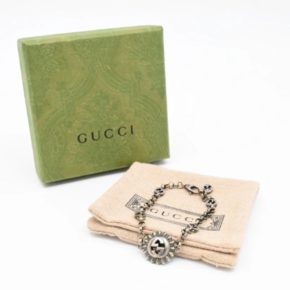 Gucci GG Interlocking G 925 Sterling Silver Bracelet W/ Box & Dustbag